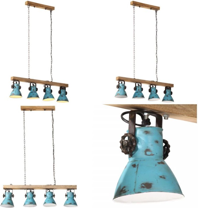 Deckenleuchte 25 W Blau 90x24x111 cm E27 - Dekanleuchte - Industrielampen - Hängelampe - Wohnraumbeleuchtung - Schlafzim...