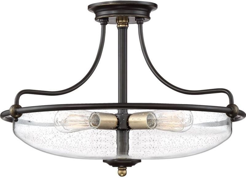 Quoizel - Elstead Griffin Bowl Semi Flush Deckenleuchte Palladio-Bronze mit Akzenten aus verwittertem Messing