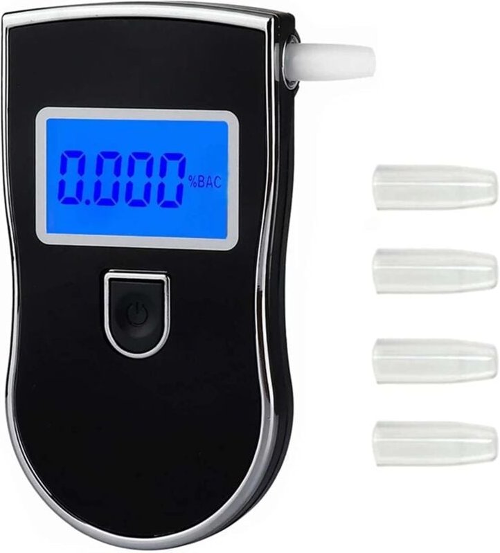 Elektronischer Alkoholtester, professioneller tragbarer Alkoholtester mit LED-Digitalanzeige und 5 Mundstücken, Halbleit...