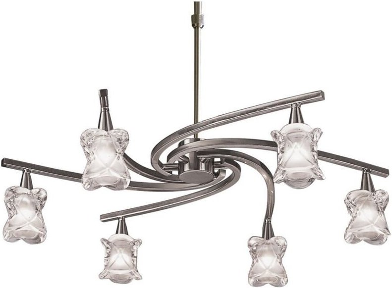 Inspired Mantra - Rosa - Teleskop Deckenanhänger Semi Flush Cabrio 6 Licht G9, Satin Nickel