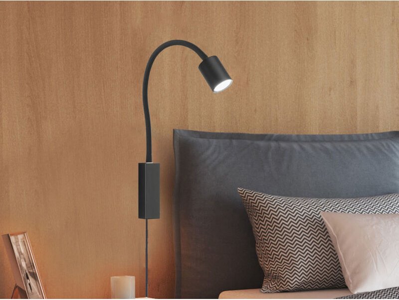 Thumbnail - Fischer&honsel - Wandleuchte & Bettleuchte justi Schwarz, Schwanenhals Leseleuchte, Breite 6cm