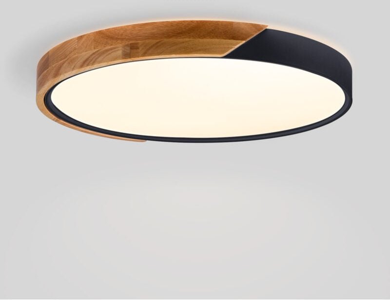 CCT LED-Deckenleuchte, Holz Polycarbonat, 36W ø50cm IP22