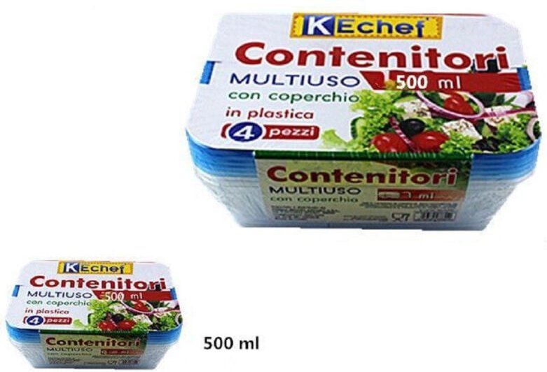 Trade Shop Traesio - Trade Shop - set mit 4 mehrzweckbehältern mit kunststoffdeckel 500ML küche -