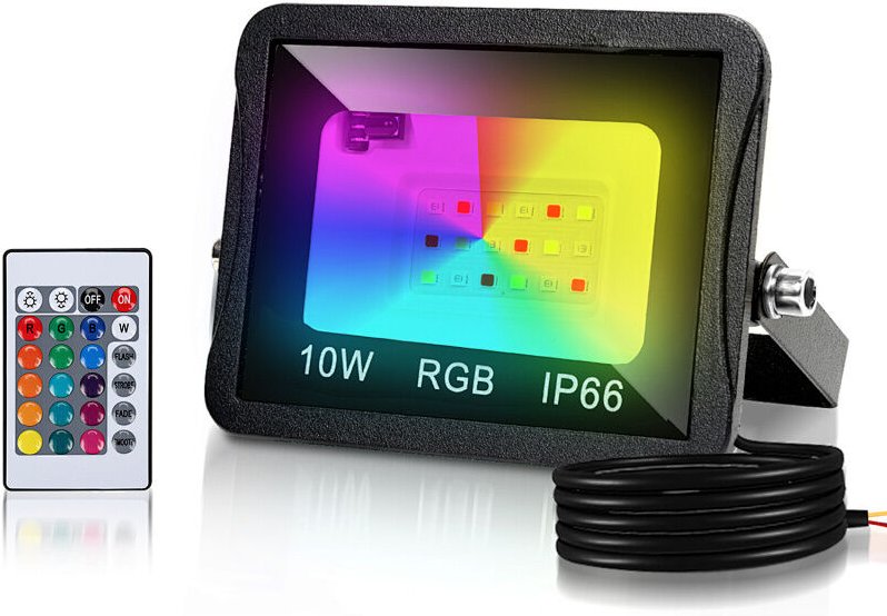 TolleTour RGB LED Strahler mit Fernbedienung, 10W RGB LED Flutlicht, 16 Farben & 4 Modi, IP66 LED Außenstrahler für Gart...