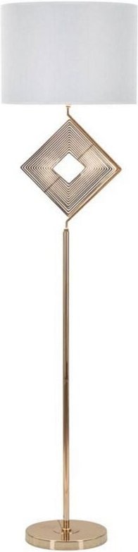 Stehlampe Bionaz, Bodenlicht, Lampe, Stehleuchte, 40x40 h161 cm, Weiß und Gold - Dmora