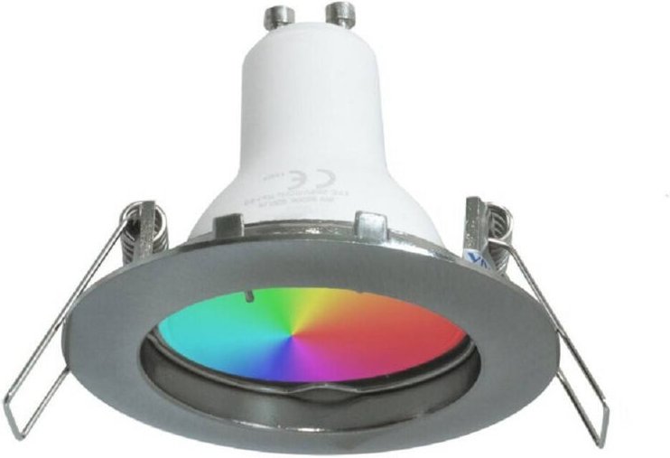 Trade Shop Traesio - Trade Shop - 6W LED-Einbaustrahler 6CM rund RGB+6000K rgbw GU10 Farbige Lichteffekte 230V - Silber