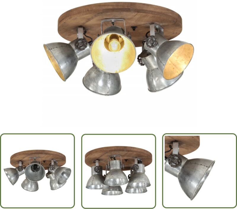 The Living Store Deckenleuchte 25 W Vintage-Silbern 50x50x25 cm E27 - Dekanleuchte - Industrielampen - Vintage-Lampe - W...