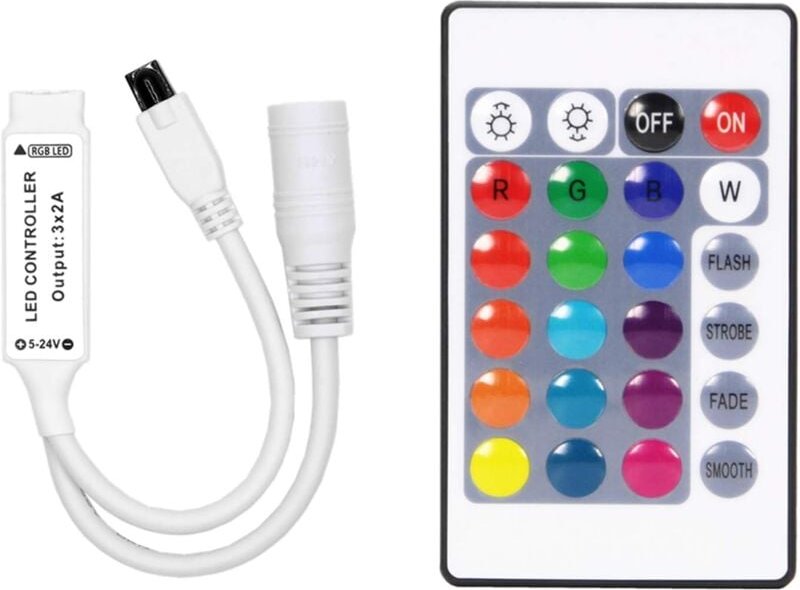 Aougo - LED-Fernbedienung 5V-24V 24-Tasten-RGB-LED-Controller für rgb 5050 3528 LED-Streifen mit Fernbedienung Mini-LED-...