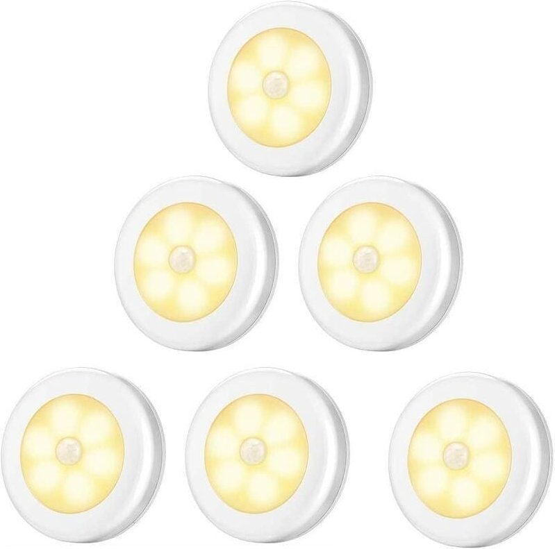 6-teiliges Set warmweißer Nachtlichter mit Bewegungssensor (C2723), smarte Nachttischbeleuchtung, für Innen- und Außenbe...