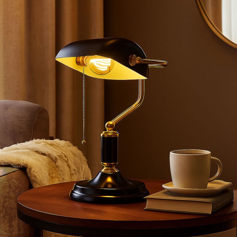 Globo Lighting - Bankerlampe Tischleuchte anthrazit gold Leselampe Schreibtischleuchte Wohnzimmerlampe, Metall, 1x E27, ...