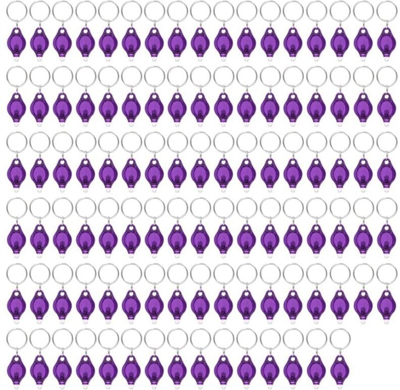 Packung mit 100 LED-SchlüSselanhäNger-Taschenlampen, 395 Nm UV-SchlüSselanhäNger-Taschenlampe, UV-Licht-Taschenlampen-Sc...