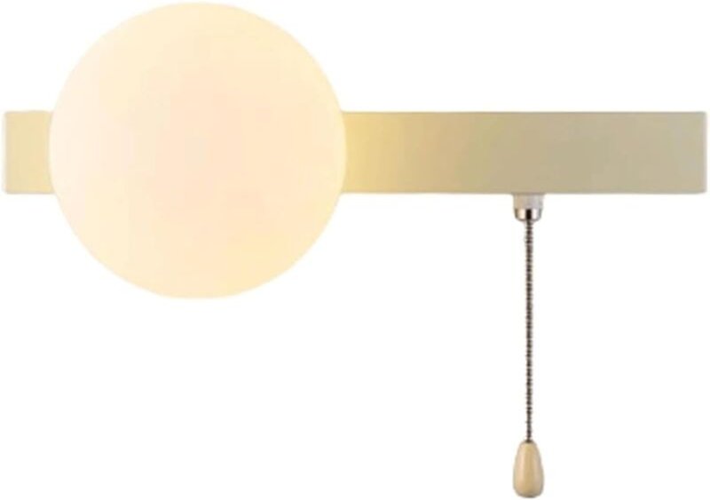 Wandlampe mit Glaskugel, Wandleuchte mit Zugkettenschalter, Wandleuchte mit langem rechteckigem Metallsockel, Bilderleuc...