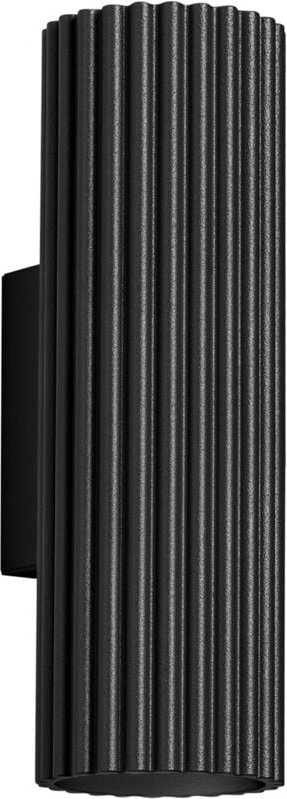 Moderne schwarze Wandleuchte, Wellrohr, 20 cm, oben und unten, für Wohnzimmer, Flur, 2xGU10 10W, KARBON, Sollux Lighting