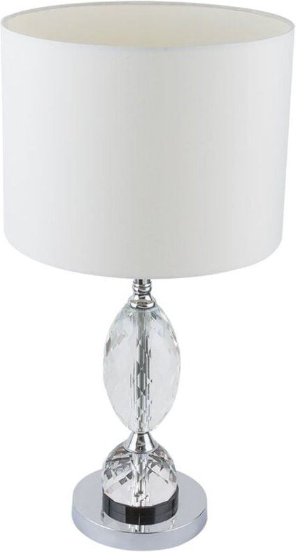 Schreib Tisch Lampe Leuchte Chrom Textil Weiß Kristall Glas Schlaf Zimmer Büro