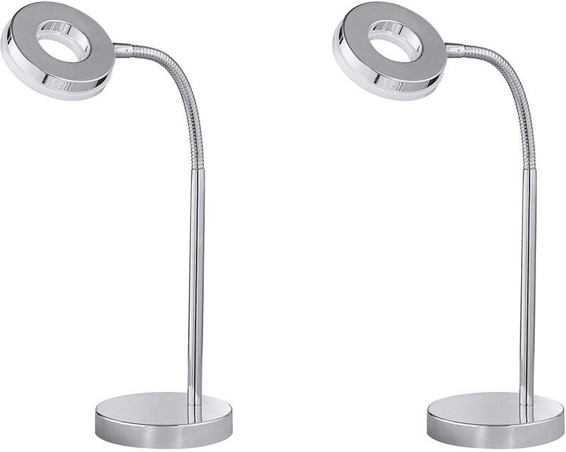 Meinewunschleuchte - Moderne led Schreibtischleuchten 2er set flexibel & biegsam 1 flammig in Chrom