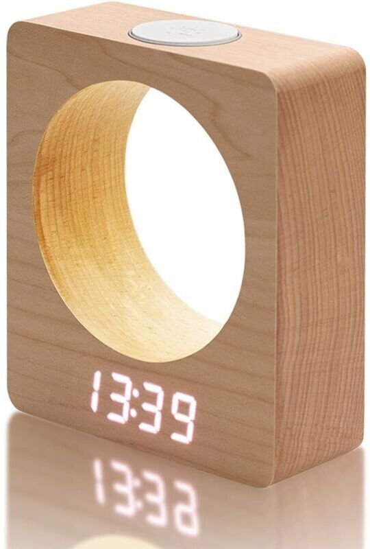 Lautloser digitaler Wecker aus Holz mit Licht, 3 Weckzeiten, Netzbetrieb, vier LED-Helligkeitsstufen mit Temperatur- und...