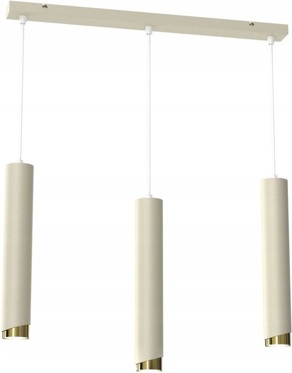 Frei. Rohr-Hängelampe 3x GU10 Eiszapfen beige gold Schrägstreifen