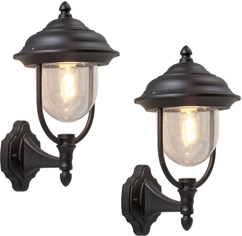 Konstsmide - 2er set Wandlaterne alu Schwarz für Hauswand E27, IP43
