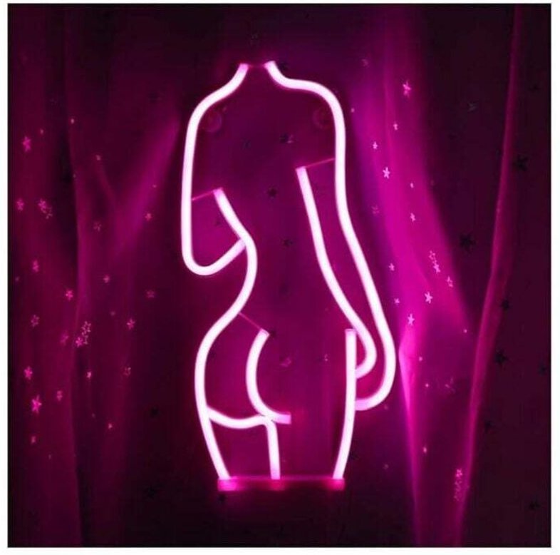 Leuchtreklame "Lady", Leuchtreklame "Sexy Night", Leuchtreklame "Sexy Night", 41,5 cm, 20 cm, Wanddekoration, Batterie- ...