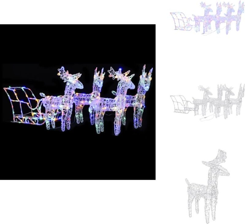 Weihnachtsdekoration Rentiere & Schlitten 280x28x55 cm Acryl - Weihnachtsdekoration - LED-Beleuchtung - Rentierfigur - W...