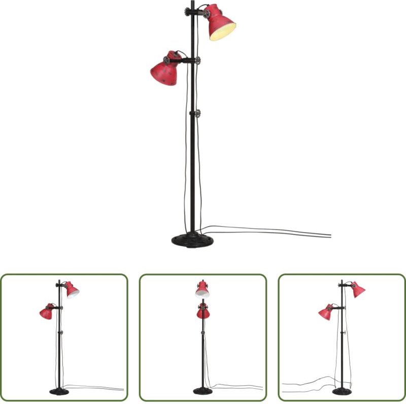 Industriestil - Stehleuchte 25 W Rot 25x25x90/140 cm E27