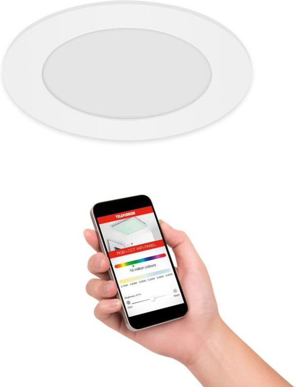 Telefunken - led Einbauleuchte WiFi Smart rgb dimmbar IP23 App Steuerung Ø12cm 6W
