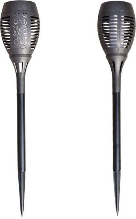 Solar-Gartenleuchten, 2er-Set, IP65, schwarz