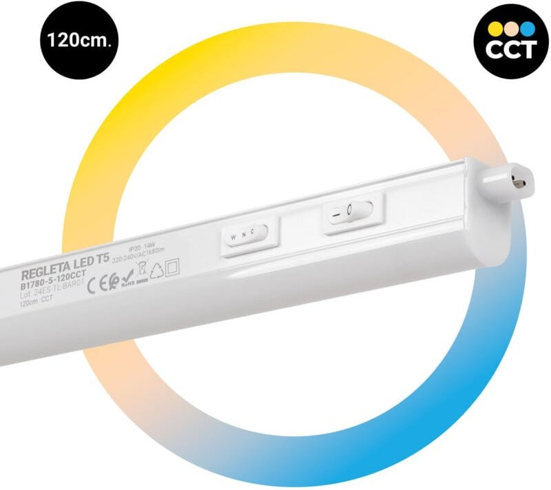 LED-Unterbauleuchte - T5 - 14W - cct - 120 cm - Opal