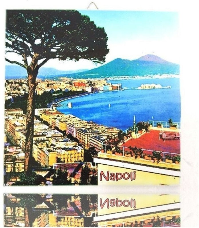 Trade Shop Traesio - Trade Shop - Bild Dekofliese Glücksbringer Keramik Postkarte Neapel -