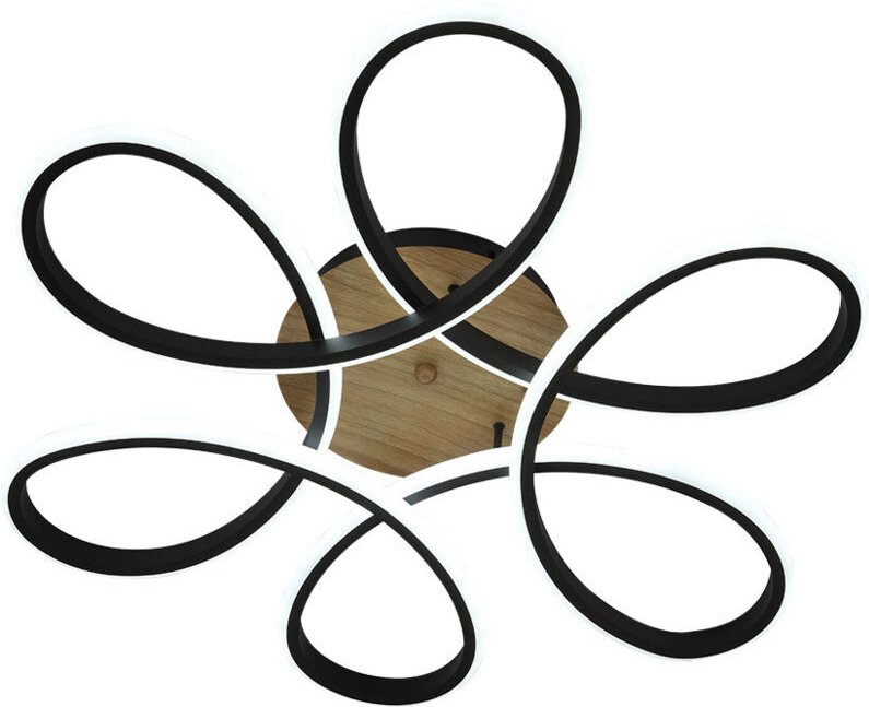 LED Deckenleuchte 130W 14300lm 3000-6500K 61cm Schwarz/Holz Dimmbar Bandeira Serie