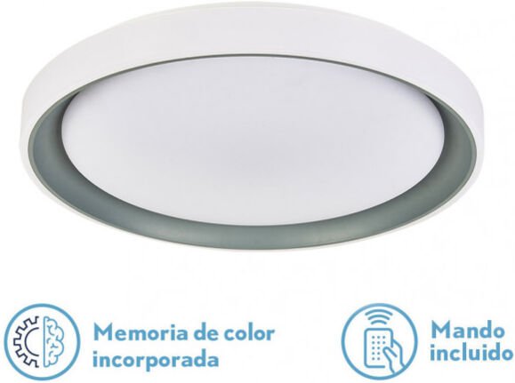 Fabrilamp - Luanda Deckenleuchte 72w 3000-4000-6000k Grau Rot.7x49,5d 7200lm Reg.intens. C.Fernbedienung C/Speicher