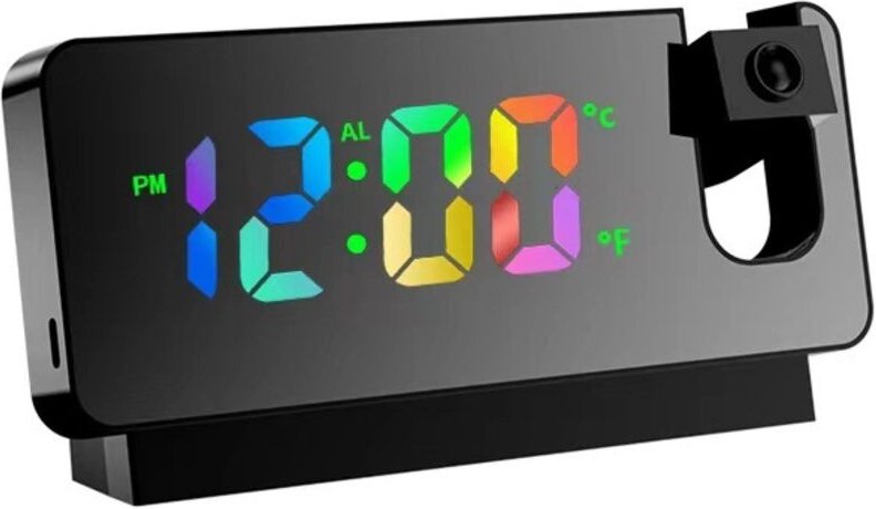 Thumbnail - 180°-Projektionswecker, Digitaler Wecker mit großem LED-Display, nicht tickender analoger Wecker mit Temperaturdatum, Di...