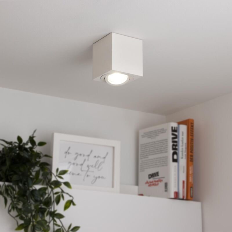 Eckiger Aufbaustrahler schwenkbar Deckenbeleuchtung - Farbe: weiß - LED Leuchtmittel: GU10 5W Neutralweiß 230V dimmbar 4...
