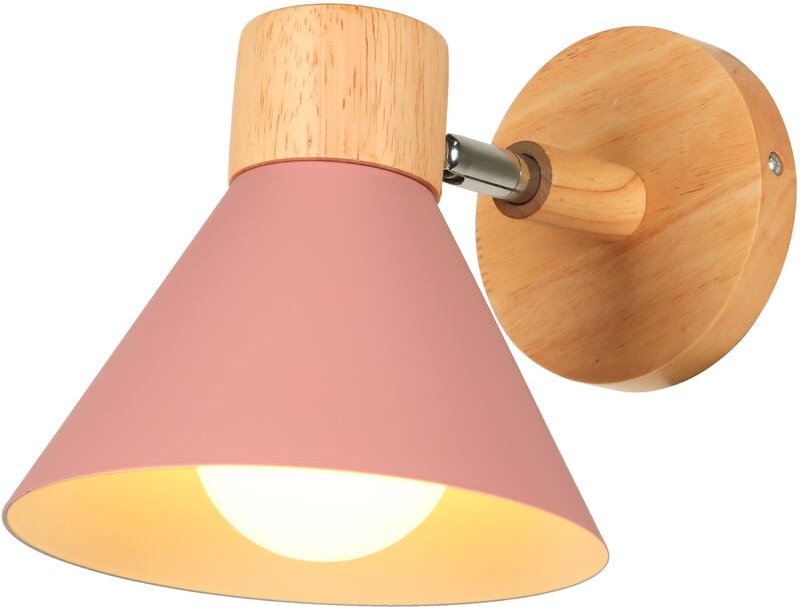 Retro Wandleuchte Holz Metall Wandlampe Innenbeleuchtung für Schlafzimmer Küche Loft E27 Rosa