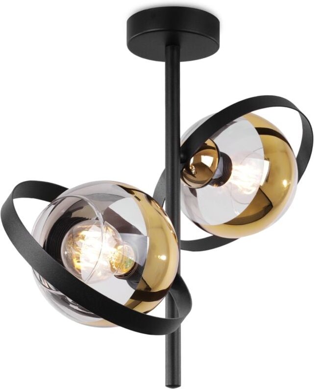 Ronda Deckenleuchte Schwarz Und Gold 2 Flache Goldene Lampen E27