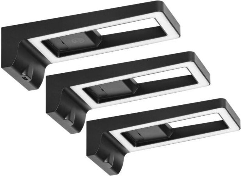 ARTUS 3er Set LED Unterbauleuchten, 3x3W, 3x225lm, 4000K, mit Touchschalter und USB, schwarz