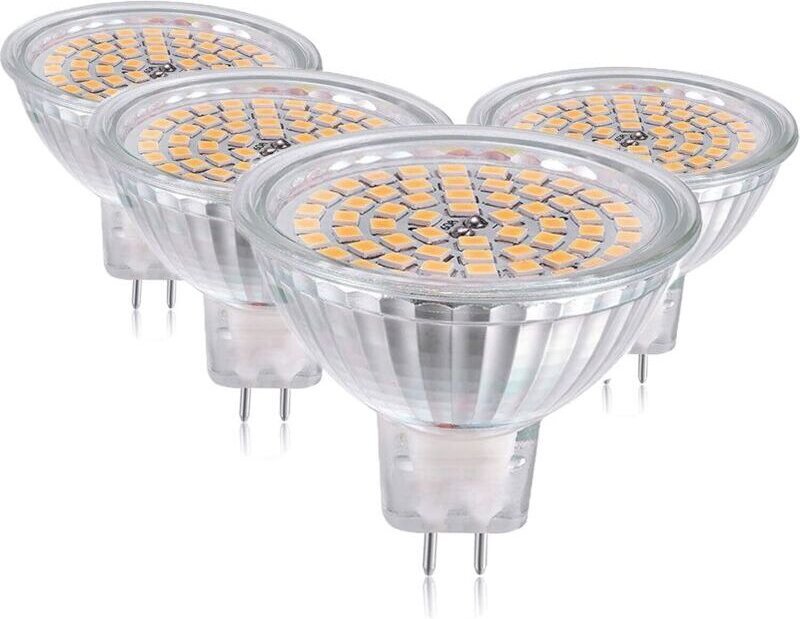 MR16 LED-Lampen (6er-Pack) – 380 lm, 60 LEDs, 2835 SMD, 3 W, 12 V AC/DC, 6000 K, GU5.3-Sockel (zweipolig), nicht dimmbar...