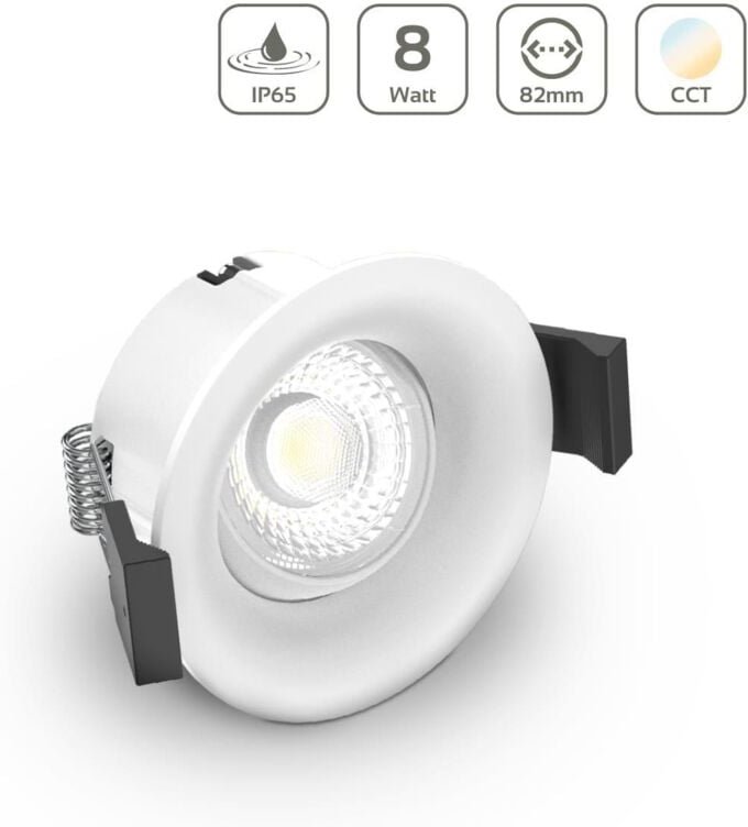 LED Einbaustrahler IP65 CCT 8W Ausschnitt Ø65mm 36° dimmbar - Farbe: weiß