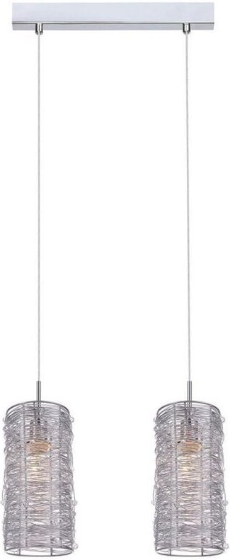 Italux Linton - Moderner hängender Anhänger Silber 2 Licht mit Metalllegierungsschirm, E14