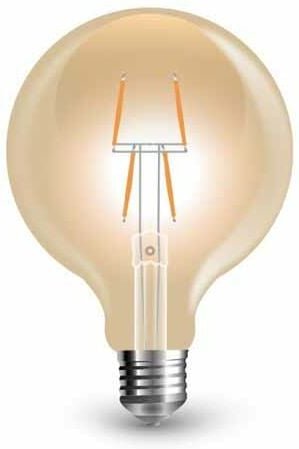 V-Tac VT-2004 LED-Glühbirne E27 4 W G80-Filament, Globus-Vintage-Effekt, bernsteinfarbenes Licht 2200 K – 7148