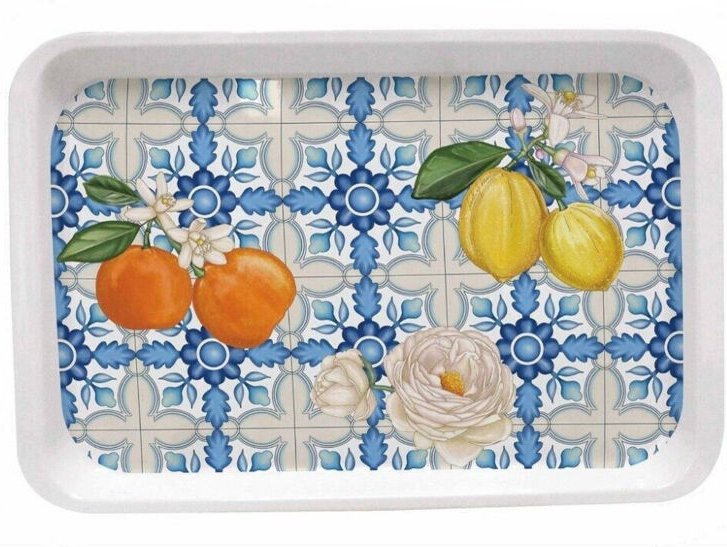 Trade Shop Traesio - Trade Shop - Serviertablett aus Melamin, 30 x 19 cm, mediterranes Design, für Küche, Kaffee, Süßigk...
