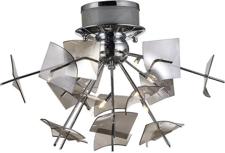 Inspired Diyas - Meridan - Decke 6 Licht G4 poliertes Chrom, Rauchglas