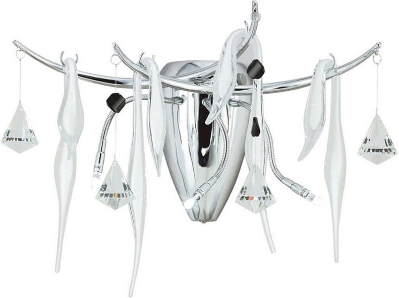 Inspired Cygnet Wandleuchte, 3-flammig, G4, poliertes Chrom/weißes Glas/Kristall, nicht kompatibel mit LED/CFL