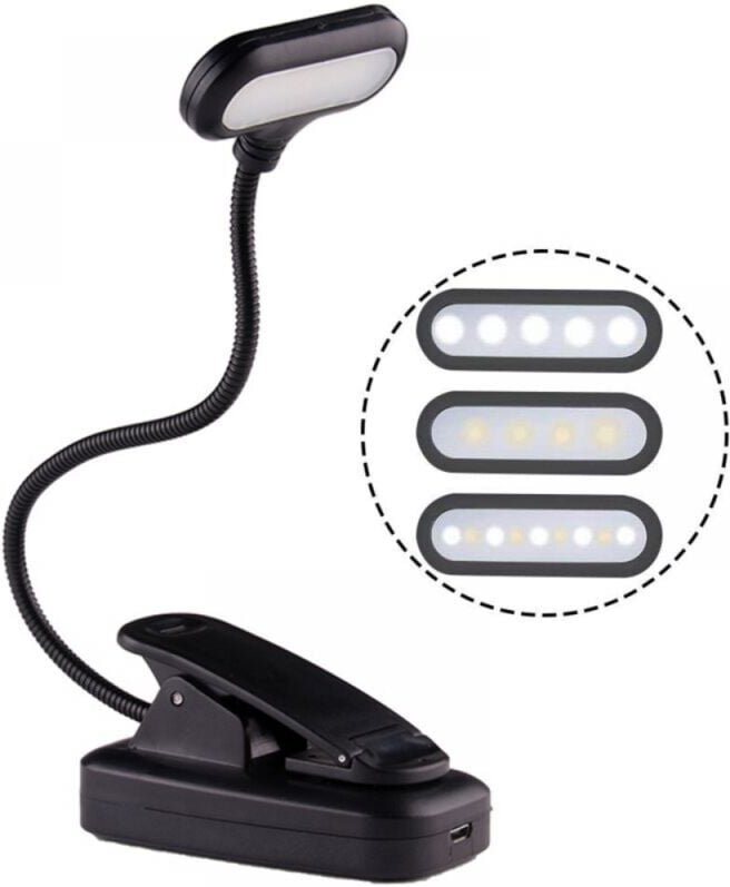 Leselampe zum Lesen im Bett, bernsteinfarbene Klemmleuchte, warmes LED-Nachtlicht, USB-aufladbar