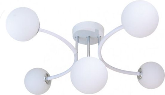 Weiße Lampe mit Chrom Details Modell La Habana 5 Lichter Fabrilamp