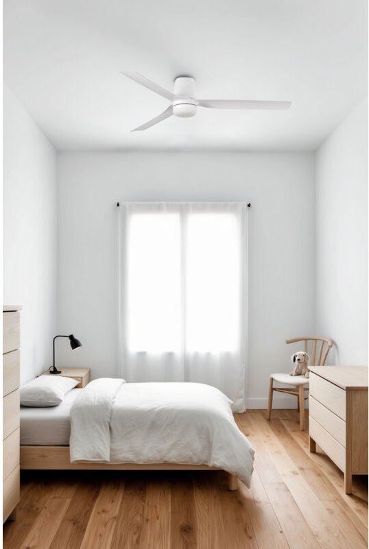 Faro Mini Punt Tub Kleiner Deckenventilator mit 3 Flügeln, mattweiß, mit Licht 2700 – 4000 – 6000 k, Tuya Smart System