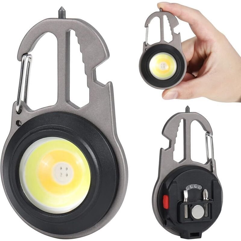 Mini-LED-Taschenlampe, tragbare Arbeitsleuchte mit Schlüsselanhänger, 800 Lumen, 7 Leuchtmodi, wiederaufladbar und wasse...