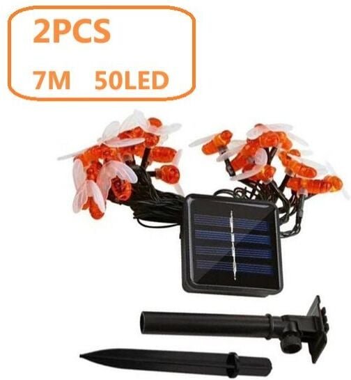 2er-Pack, 50 Stück LED-Solar-Gartenleuchten, 7 m, 8 Modi, wasserdicht, für den Innen- und Außenbereich, Lichterkette für...