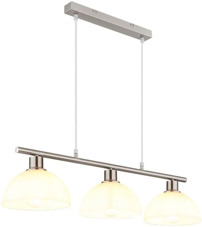 Pendelleuchte Hängeleuchte Deckenleuchte Metall Nickel matt Glas opal H 120 cm