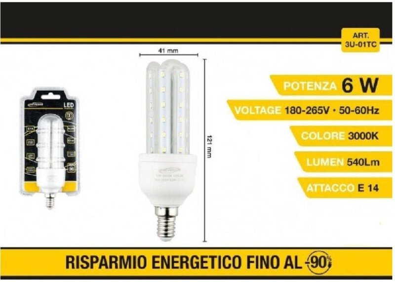 Trade Shop Traesio - Trade Shop - led-lampe 3U E14 6W kaltlicht 6500K natürlich 4000K warm 3000K 36D 3U01T -